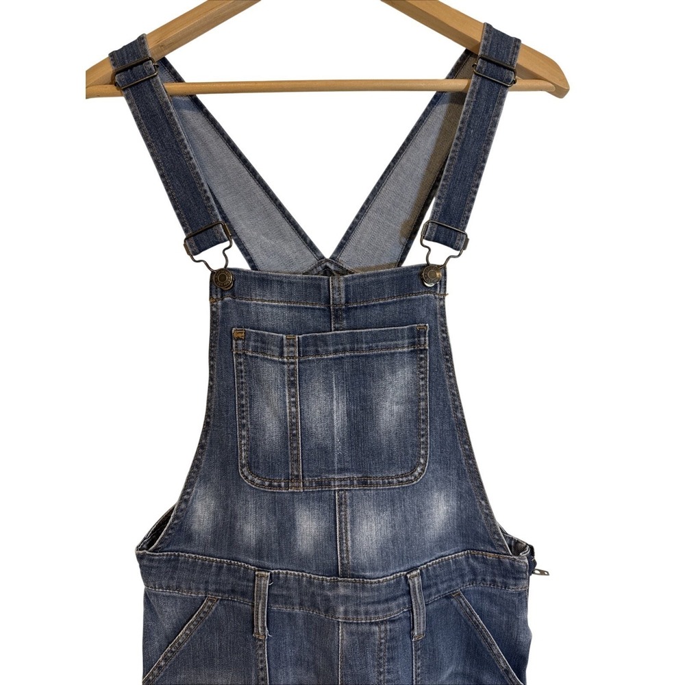 Gap Crop Slouchy Industrial Overalls Size SMALL Denim Dark Blue Jean Faded Y2K - Picture 3 of 16